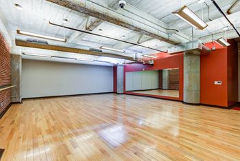 Dance studio with cushioned hardwood flooring